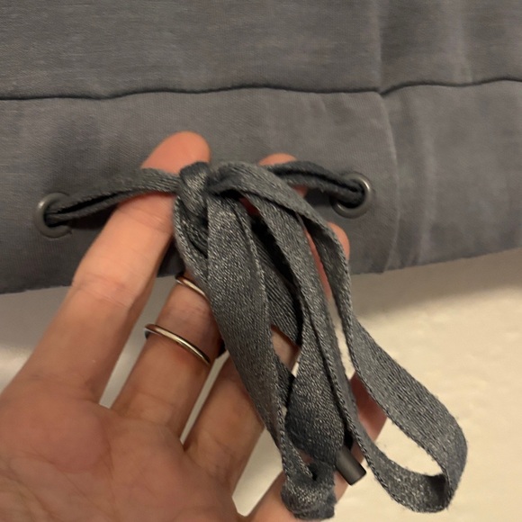 🌤️NWOT Magaschoni Knit Blue Gray Drawstring Waist Lightweight Sweatshirt Top - Picture 6 of 7